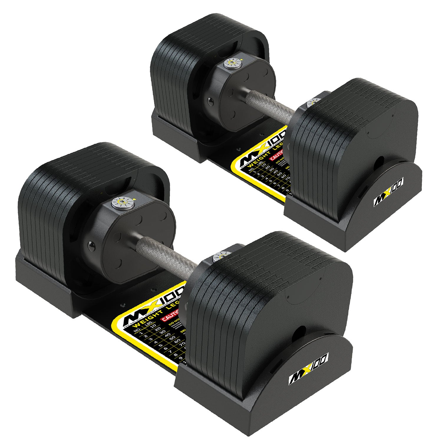 MX100 EVO knurled-grip pair on two individual cradles